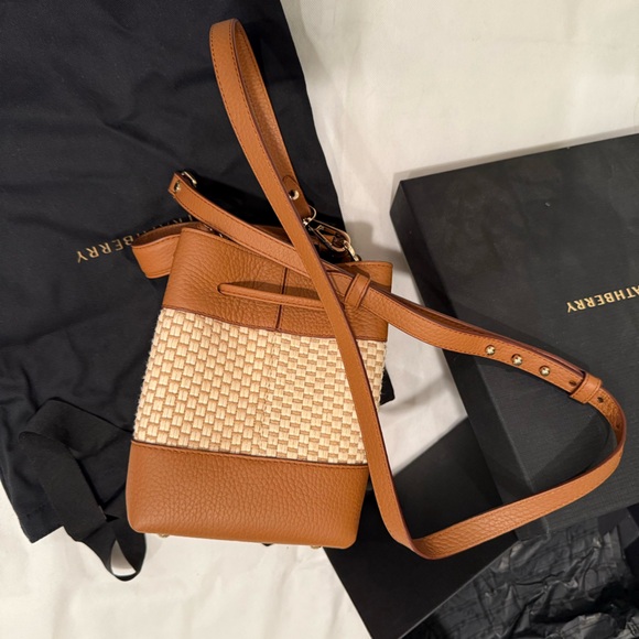 STRATHBERRY Lana Osette Bag Cotton Raffia Leather Tan Brown Shoulder Gold EUC - Picture 12 of 14